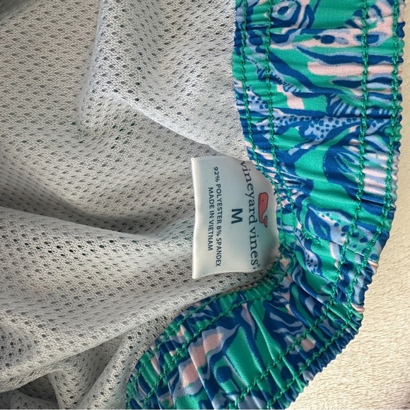 Vineyard Vines Boys Swim Trunks Medium Seahorse Seashell Ocean Print Blue Green - Picture 6 of 7